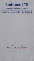 SHUTTLE AMERICA | Embraer 170 | 2005 | Safety Card - $2.50