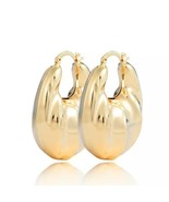 18k Layered real Gold Filled hoop Earrings - $221.81 MXN