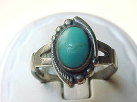 Turquoise Vintage Ring Set In Sterling Silver - Size 6 - Free Shipping - £23.58 GBP