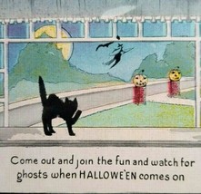 Halloween Postcard Metropolitan News 412 Black Cats Window Witch Unused - £50.91 GBP