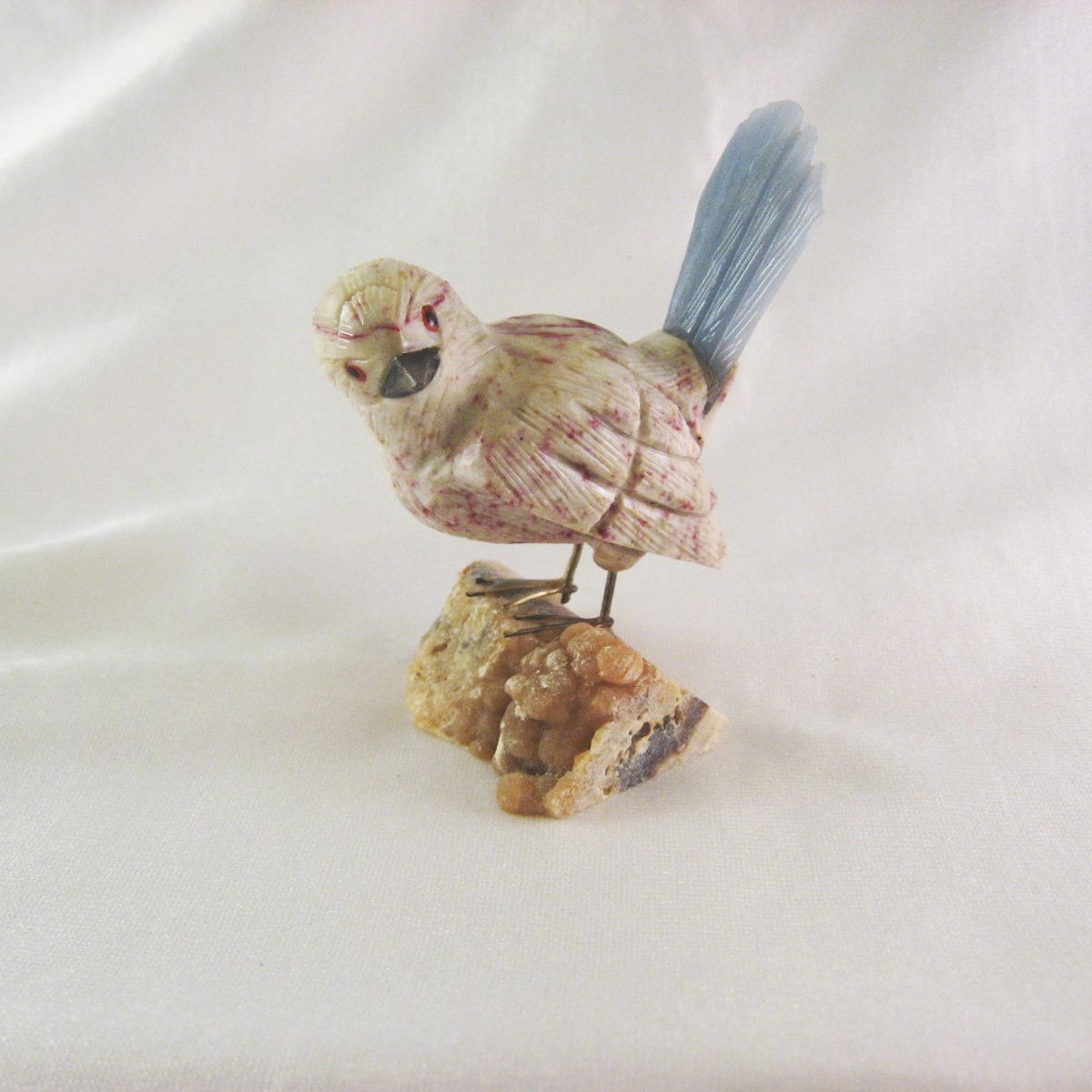 Carved Stone Bird, Onyx and Agate Peru, Handmade 3-1/2 Inches High,  - $32.95