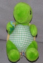 DAKIN 1983 STUFFED PLUSH TURTLE FLOWER SMALL GREEN GINGHAM PLAID NUTSHEL... - $39.59