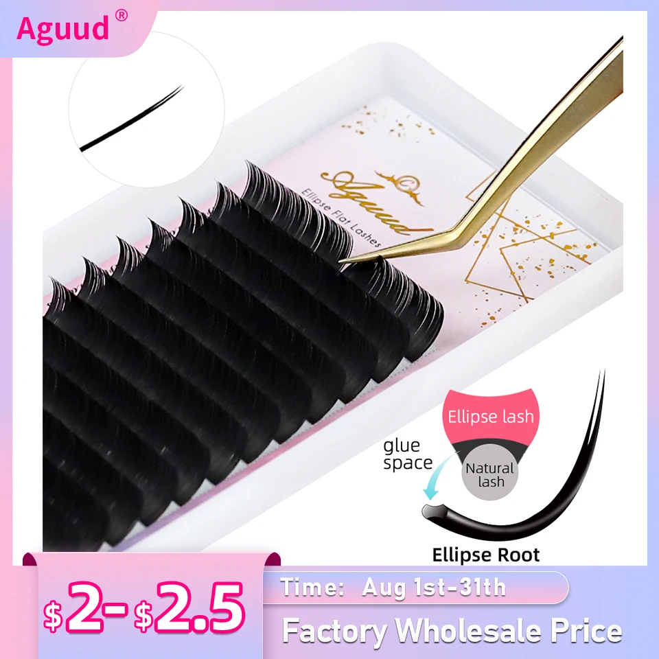 AGUUD Matte Flat Lashes Split Tips Ellipse False Individual Mink Eyelash... - $29.43