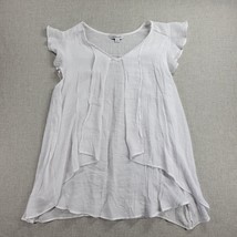 Counterparts Top Womens Large White Crinkled Rayon Cotton Flowy Flutter ... - $14.00