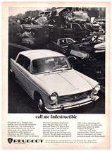 1965 Peugeot 404 Call Me Indestructible Vintage Print Ad Classic Car Junk Yard - £8.53 GBP