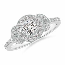 ANGARA Diamond Halo Leaf Shank Engagement Ring in 14K Gold (IJI1I2, 0.62 Ctw) - £1,617.19 GBP