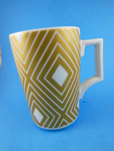 Starbucks Rosanna Designer Coffee Mug Gold &amp; White Diamond Shapes 2013 G... - £10.04 GBP