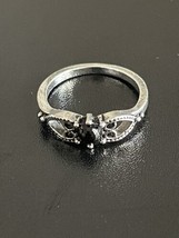 Onyx Stone Silver Plated Woman Ring Size 6 - £5.45 GBP