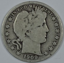 1909 S Barber circulated silver half - $26.00