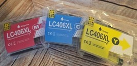  LC406XL Ink Compatible With Brother Printer  -- 3 pk Yellow,Magenta,Cyan SEALED - £21.62 GBP