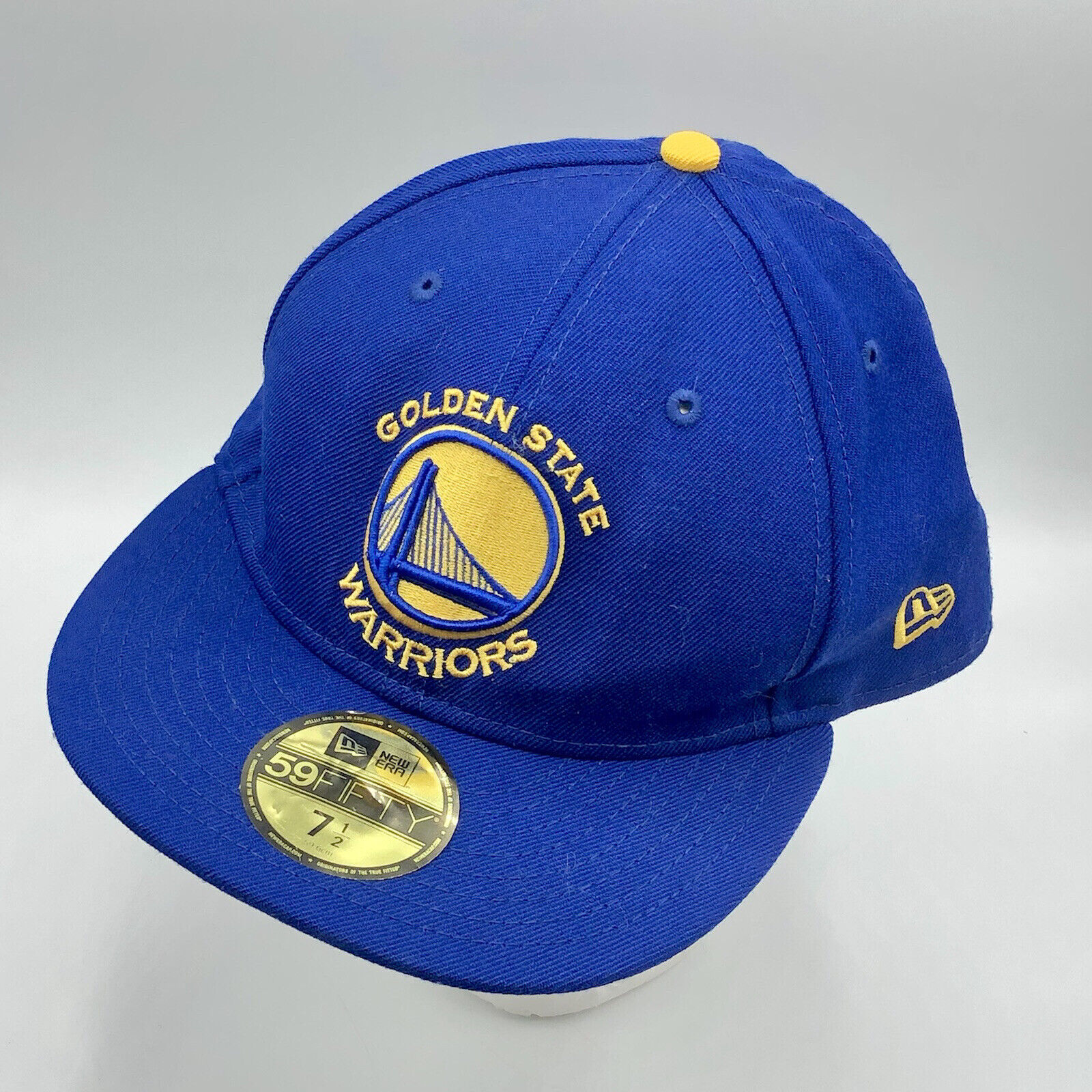 New Era Royal Blue Golden State Warriors  Badge Logo Fitted Wool Hat Siz... - $19.79