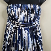 The Limited Dress Womens 4 Strapless Blue Black Stripe Gathered Bodice Lined - £6.91 GBP