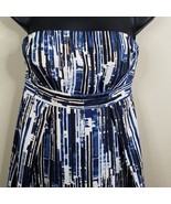 The Limited Dress Womens 4 Strapless Blue Black Stripe Gathered Bodice L... - £7.00 GBP