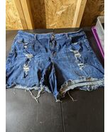 Maurices Blue Stretch Denim Shorts ~ Raw Hem ~ Distressed ~ Size 24W ~ g3 - €12,35 EUR