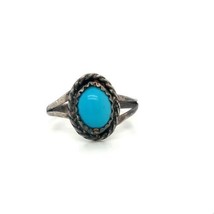 Vintage Sterling Silver Native American Turquoise Stone Cabochon Ring 5 1/2 - $38.61