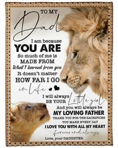 Lion Father &amp; Daughter Saying Blanket I Love You Dad Custom Fleece Blankets Gift - £45.92 GBP+