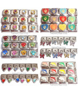 Set of 12 Birthstone Inspired Italian Charms - Heart, Paw, Round, Flower... - £10.28 GBP