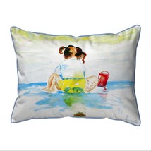 Betsy Drake PiKTails Playing Extra Large Zippered Indoor Outdoor Pillow 20x24 - £62.27 GBP