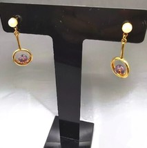 Vintage Avon Earrings Simulated Faux Pearl Purple Beads Dangle Drop Fash... - $12.38