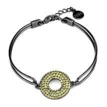 5.9 Inch Gunmetal Black Plated Stainless Steel Bangle Yellow CZ 1 In Extender - £18.98 GBP