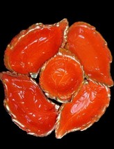 California Originals Pottery 5 Piece Snack Dip Set Orange Gold Lazy Susa... - €57,46 EUR
