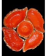 California Originals Pottery 5 Piece Snack Dip Set Orange Gold Lazy Susa... - $89.54 CAD