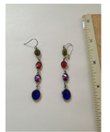 Multicolored 4 Stone Dangling Pierced Earrings - £19.86 GBP