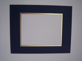 Picture Framing Mats Diploma photo Mat 11X14 for 8x10 Navy  blue gold SET OF 4 - £35.13 GBP