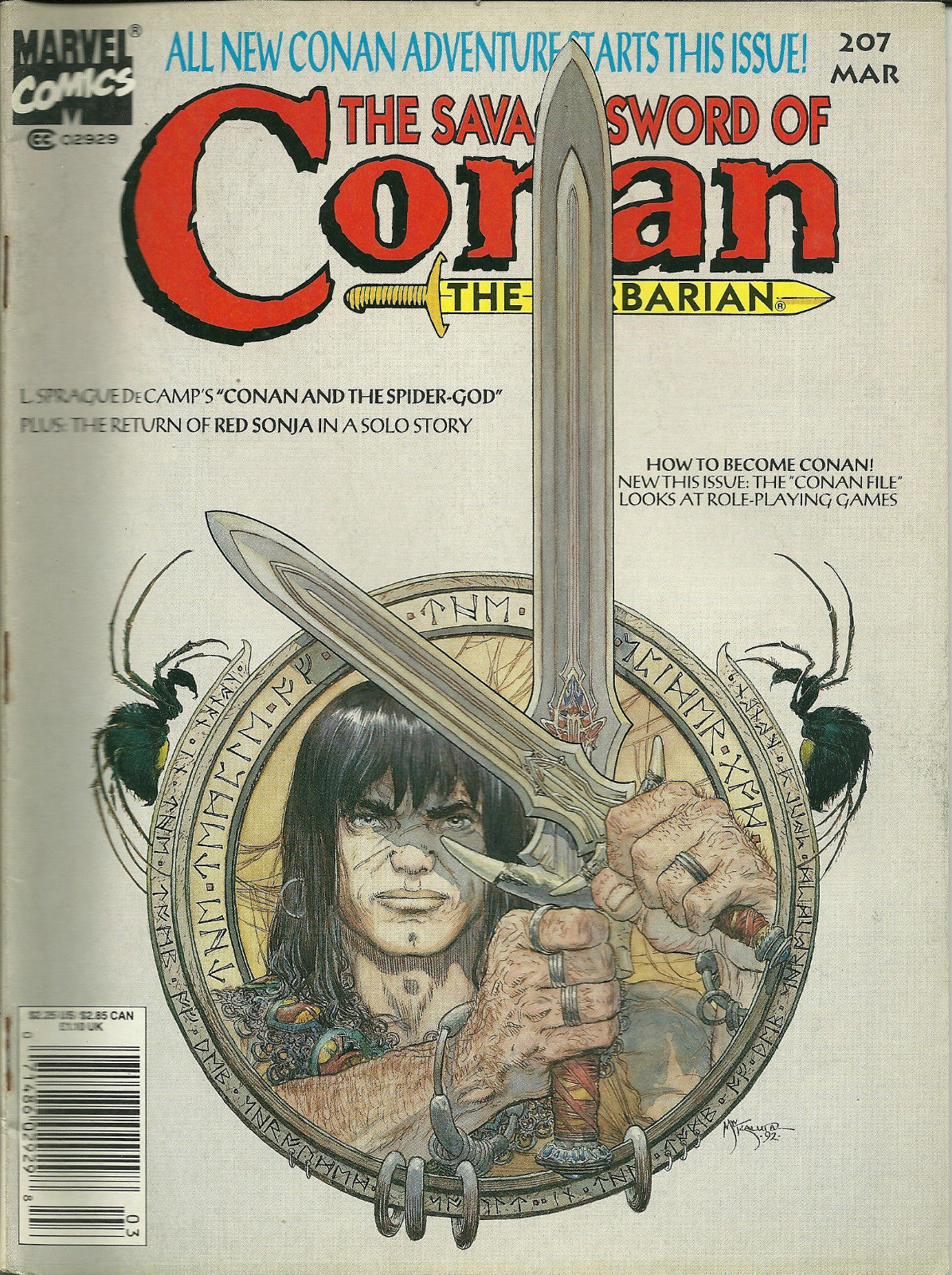 Savage Sword of Conan the Barbarian 207 Marvel Comic Book Magazine March 1993 - $1.99