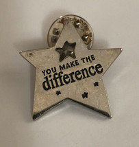 VTG You Make The Difference Star Silver Tone Black Enamel Pin 2001 Baudville - £4.62 GBP