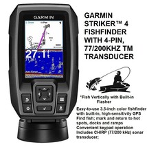 Garmin Striker™ 4 Fishfinder And Gps With 4-PIN, 77/200KHZ Tm Transducer - £101.51 GBP
