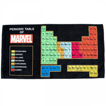 Marvel Periodic Table of Characters Oversized Beach Towel Black - £29.01 GBP