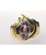 AMETHYST Vintage RING set in GOLD over STERLING Silver - Size 6 - £75.66 GBP