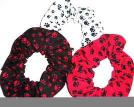 Hair Scrunchie Dog Cat Paw Prints Fabric Scrunchies by Sherry - $6.92+