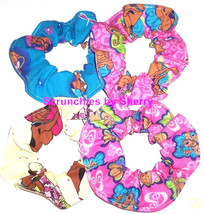 Scooby Doo Hot Pink Blue Yellow Fabric Hair Scrunchies by Sherry - £5.58 GBP
