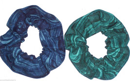 Hair Scrunchie Coral Reef Ocean Blue Green Fabric Tie Scrunchies by Sherry New - £5.49 GBP
