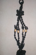 Handmade New Chocolate Brown Macrame Plant Hanger with four Tan Wooden Beads - £12.50 GBP