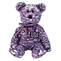 MWMT Ty Patriotic USA Beanie Baby Bear Collectors Quality New Red White Blue - £3.89 GBP