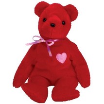 MWMT Ty Beanies Baby Kiss-e Red Velvet Bear With Pink Heart Ty Store Exclusive - £3.95 GBP
