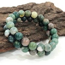 Indian Agate Gemstone 8 mm beads 7.5&quot; Inches Stretch Bracelet 2SB-79 - £8.50 GBP