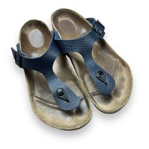 Birkenstock Gizeh Sandals 37 Blue Pebbled Leather Thong Strap US 6-6.5 - $39.57