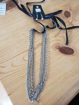 858 Silver Chains W/ Black Ribbon Set (New) - $8.58