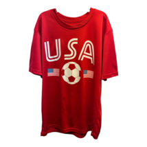 USA Soccer Tek Gear Unisex Kids Graphic T-Shirt Red Crew Neck Short Slee... - £8.38 GBP