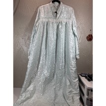 Character Light Blue Long Sleeve Button Down Satin Nightgown Vintage Siz... - $717.44 MXN