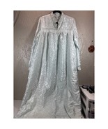 Character Light Blue Long Sleeve Button Down Satin Nightgown Vintage Siz... - $717.44 MXN
