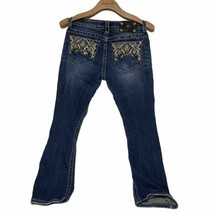 Miss Me Jeans Womens 26 Blue Denim Signature Boot Cut Stretch Rhinestone 26x27 - £20.92 GBP