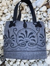 grey embroidery tote bag - $8.20