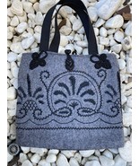 grey embroidery tote bag - $8.20