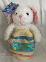 Hallmark Easter White Plush Rabbit Egg Hunt Bunny NWT 8” Decorated Egg Zips - £11.59 GBP