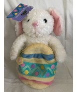 Hallmark Easter White Plush Rabbit Egg Hunt Bunny NWT 8” Decorated Egg Zips - $14.99